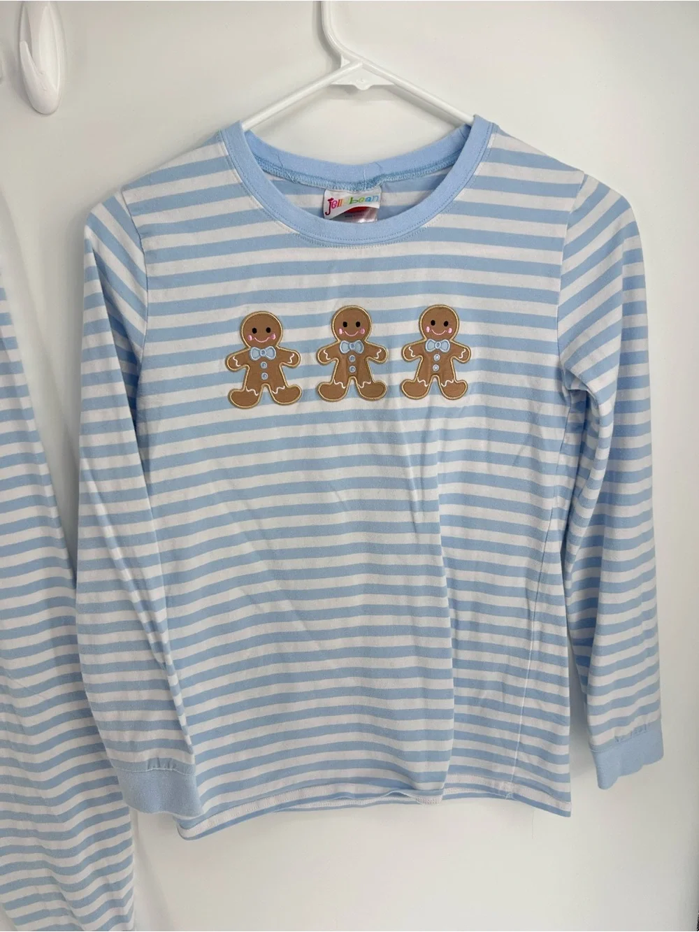 Jellybean by Smock Candy Light Blue Striped Gingerbread Pajama Set - Size 14